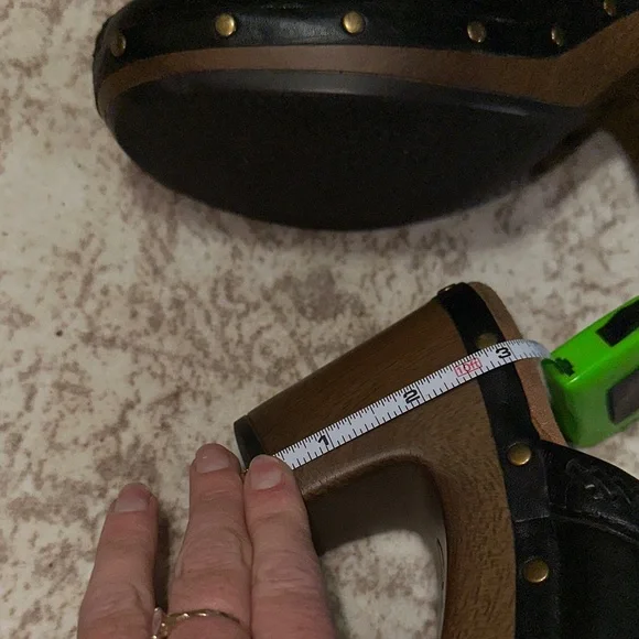 Clarks Black Leather Heeled Mules - Picture 4 of 6